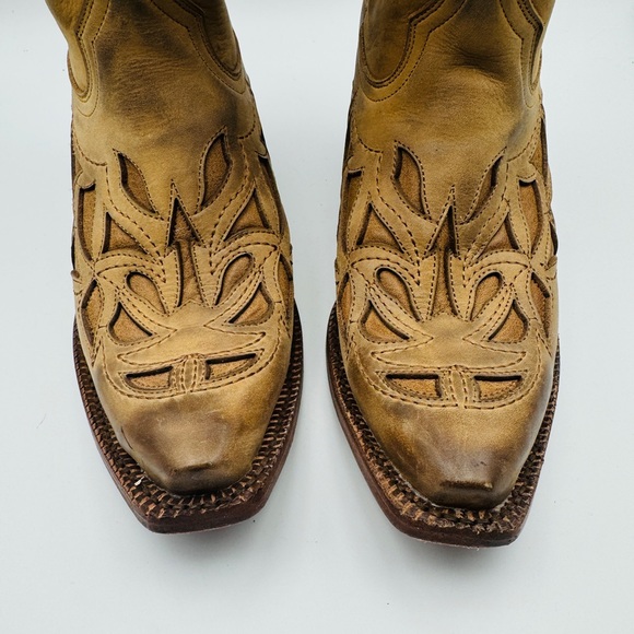 Tanner Mark western cowboy Light Tan Leather Women’s Boots 7.5 -Rodeo-Festival - Picture 2 of 11